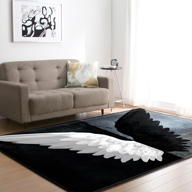 Черные и белые крылья Ангела коврики с узором для журнальный столик для гостиной коврики современный декор для спальни домашние коврики и ковры