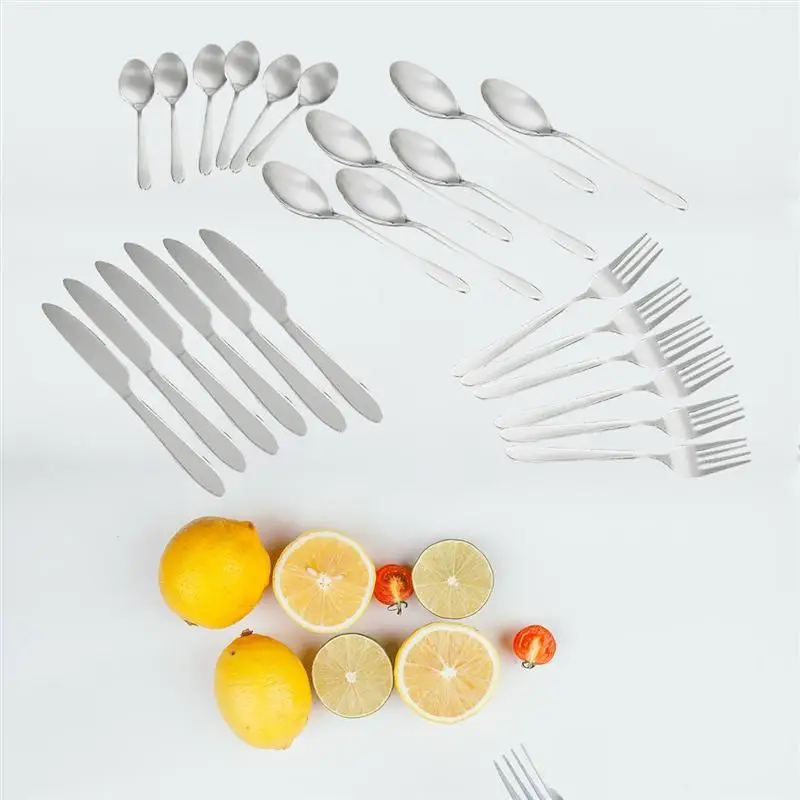 24 шт. нетоксичные столовые приборы набор практичный Безопасный Прочный столовый нож вилка Посуда нержавеющая сталь посуда