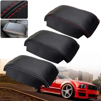 

Armrest Center Console Lid Cover Synthetic Real Leather Box Protection Cover For Ford For Mustang 2005-2009 without Base