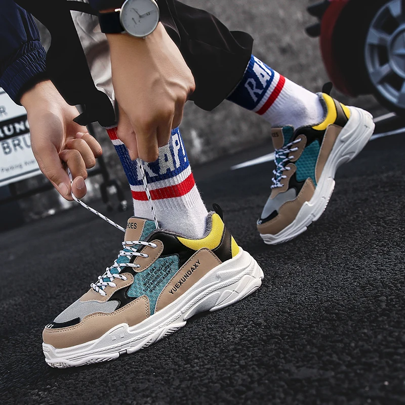 Men's Chunky Sneakers Dad Shoes Men Winter Classic With Fur High Platform Trainers Sneaker Black And White Sneakers Men Platform
