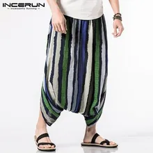 INCERUN мужские шаровары мужские повседневные однотонные шаровары большие брюки с заниженным шаговым швом весенне-летние брюки мешковатые брюки "Непал" 5XL Pantalon