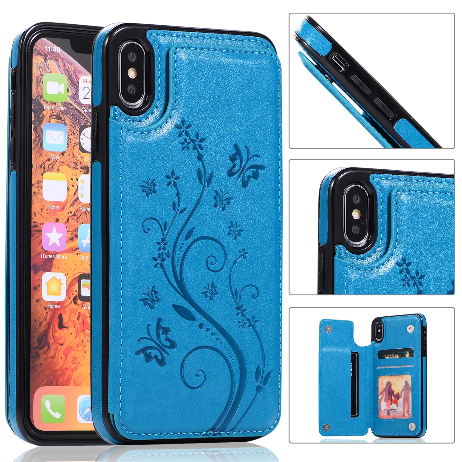 

KISSCASE Flip Case For iPhone 6 6S Luxury Embossed Wallet Leather Cover For iPhone XS MAX XR X 8 7 6 6 S Plus 5 5S SE Phone Case