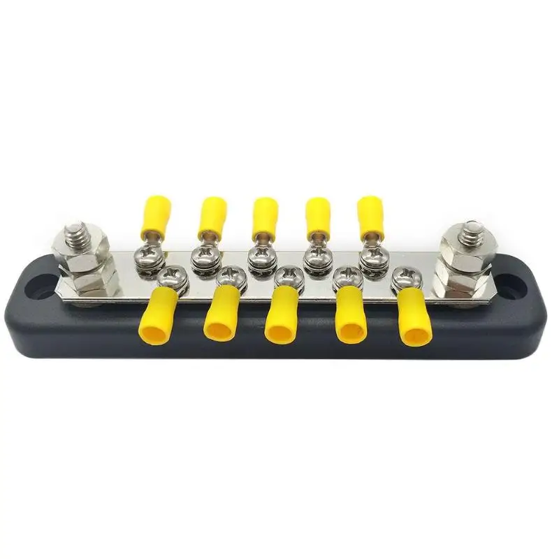 

VODOOL 150A 12-Point Bus Bar 10Screw 2Studs Power Distribution Block Panel Whit Terminals For Car Auto Vehicle Truck Boat Yacht