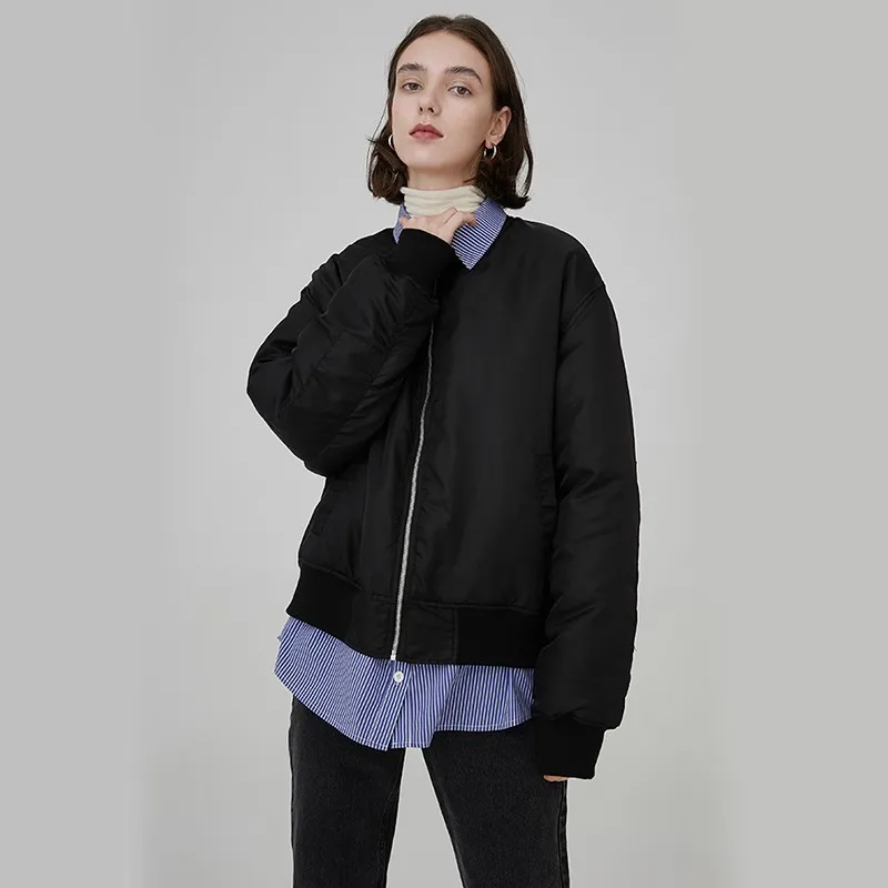 Manteau Mode Rayé Taille Nouveau Femmes Hiver Printemps Coton Black 2019 Revers Bleu Manches Fendue Grande Jl401 rembourré Longues Commune Parkas eam px4fUwZ