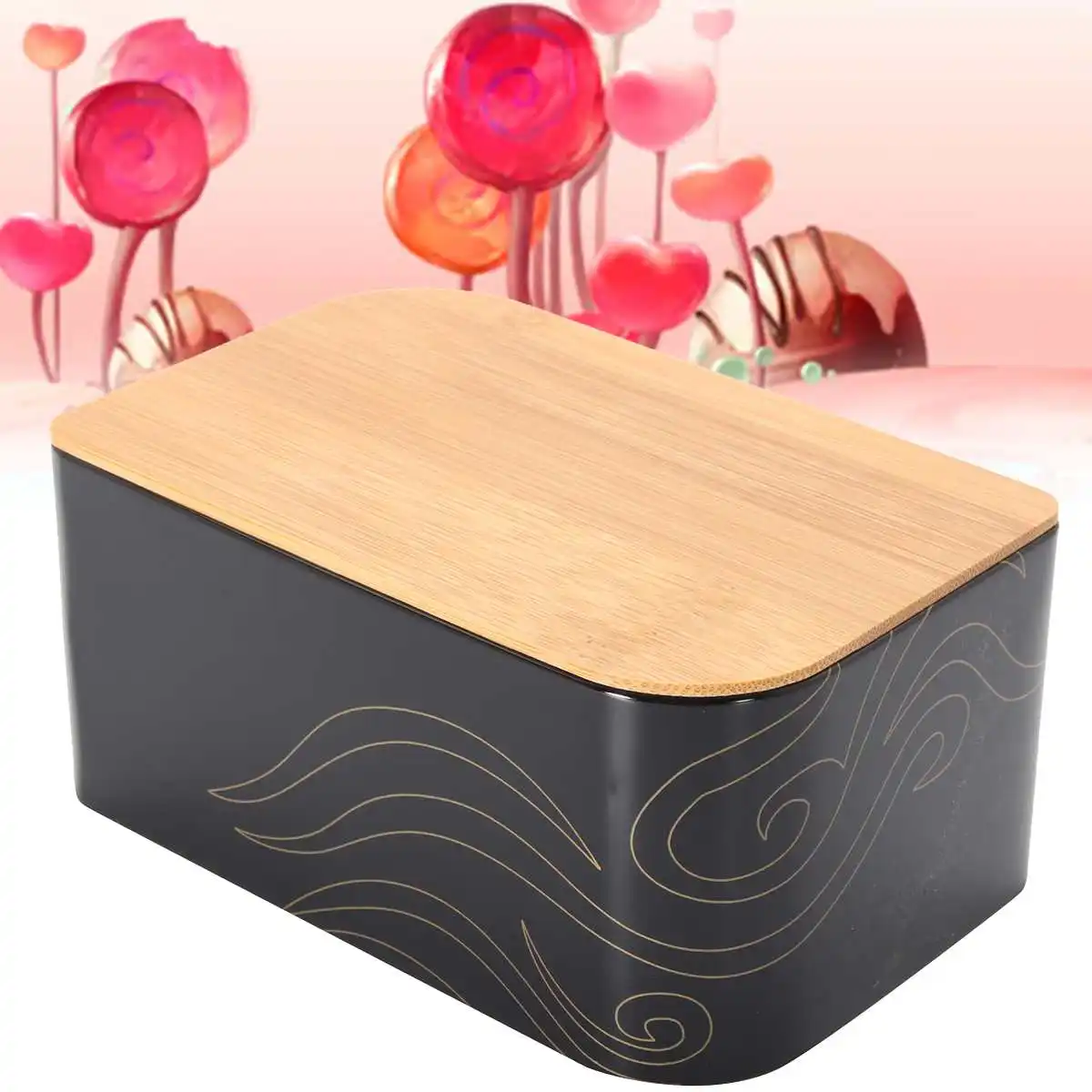 

135x86x67mm Black Vintage Metal Bread Tea Storage Box Bin Christmas Candy Chocolate Container Boxes Home Kitchen Organizer