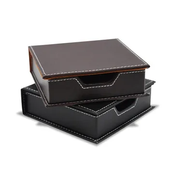 

Leather Memo Box Office School Supplies Desk Accessories Organizer Card Holder Note Holder Sticky Note Storage Box