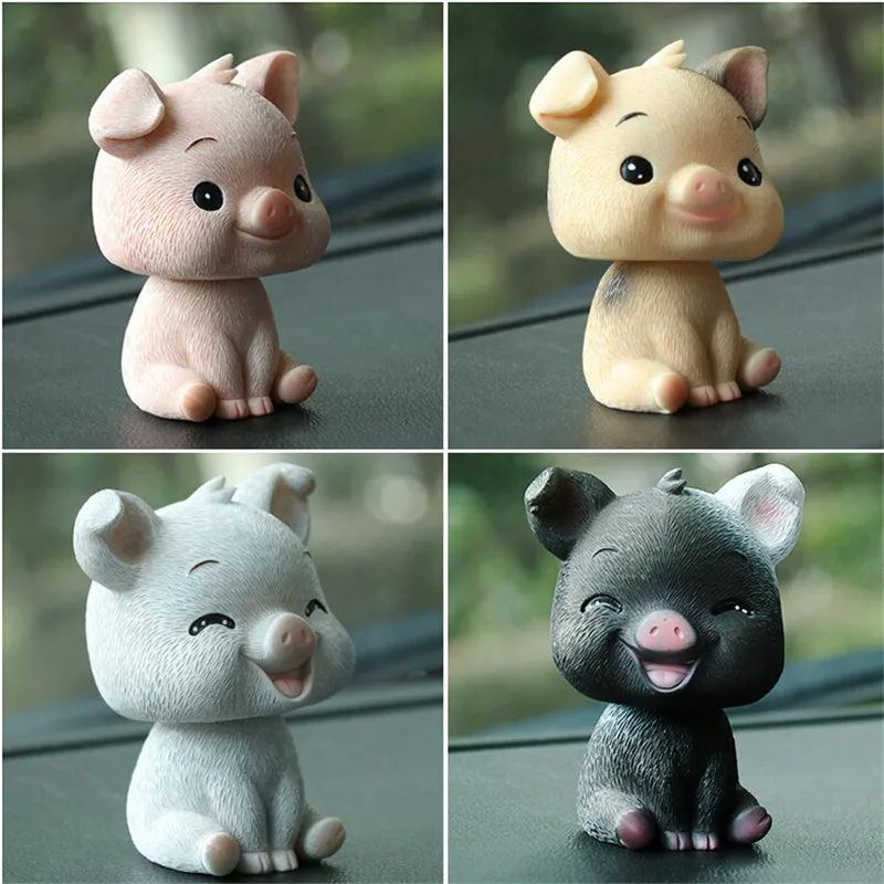 Cartoon Cute Pig Home Indoor Shaking Head Decoration Crafts Ornaments Sitting Posture Piggy Interior Decorations | Дом и сад