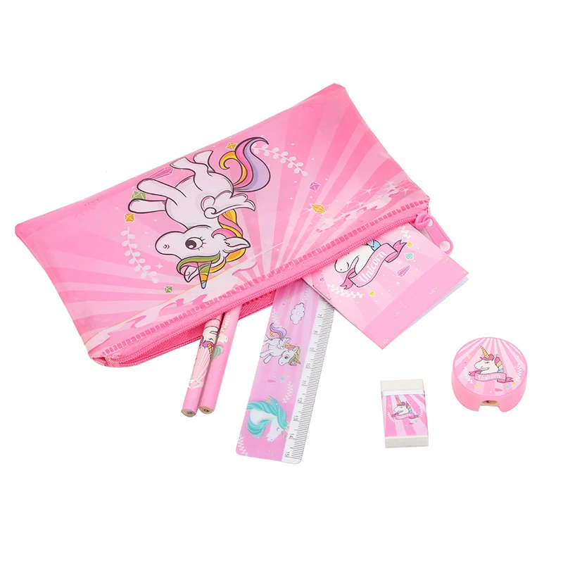

Rainbow Unicorn Pencil Case Kawaii Pink PVC Pencilcase Large Capacity School Bts Pencil Bag Creative Stationery School Supplies