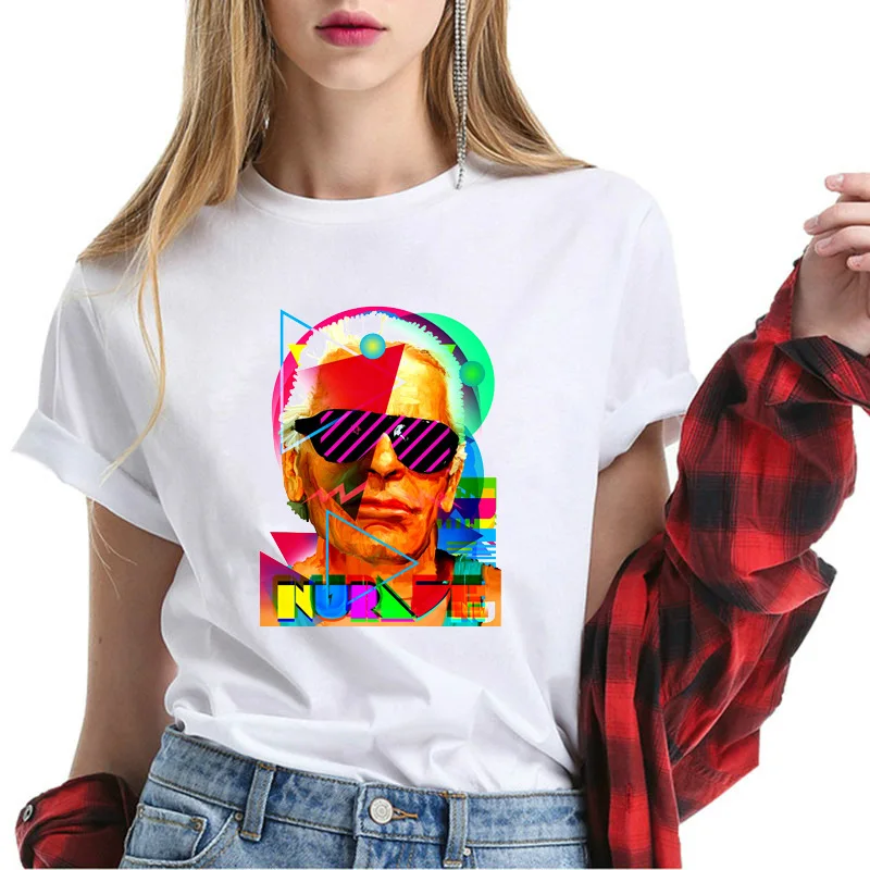 Karl Lagerfeld/модные классические футболки с принтом черно-белые дышащие топы