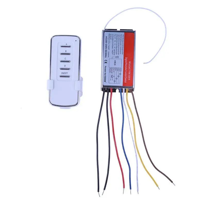 

1 Set 220V 4 Way LED Ceiling Panel Lamps Bulbs Digital RF Remote Controller Switch Receiver Wireless Transmitter