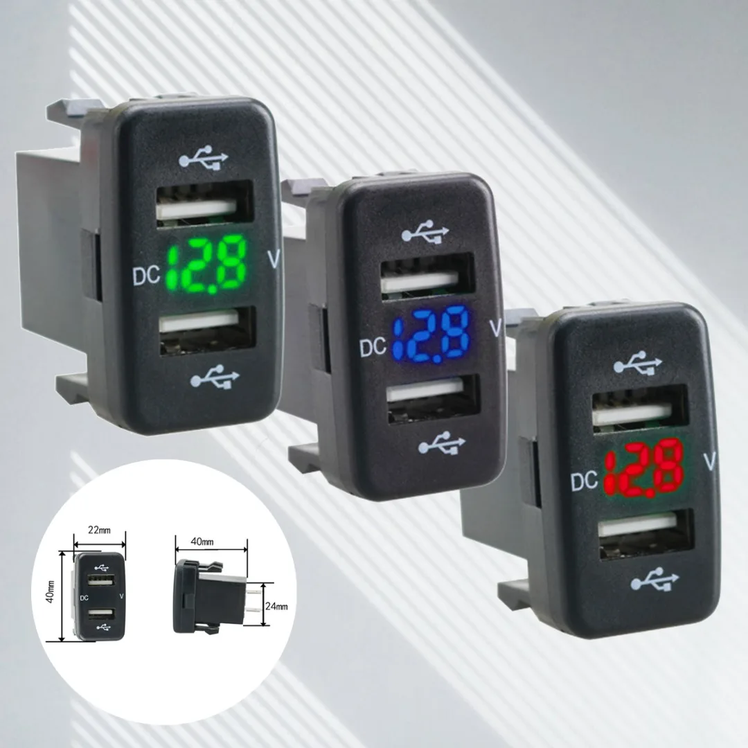 4.2A مأخذ شاحن السيارة المزدوج USB ميناء شحن فولت عرض محول لتويوتا المزدوج USB مأخذ شاحن السيارة منفذ Adpater ميناء