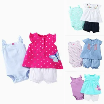 

Baby Girl Clothing Set 3pcs Baby Rompers Cotton Newborn Baby Clothes Spring Kids Clothes Shorts Roupas Bebe Infant Jumpsuits