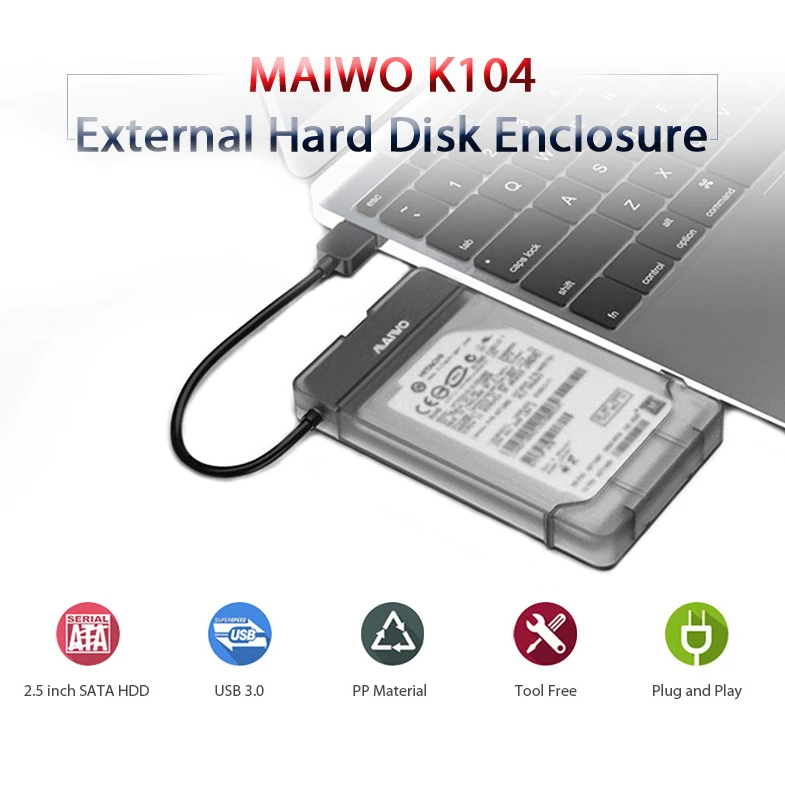 Maiwo k104 2.5 tommer usb 3.0 sata hdd box 3tb ha... – Grandado