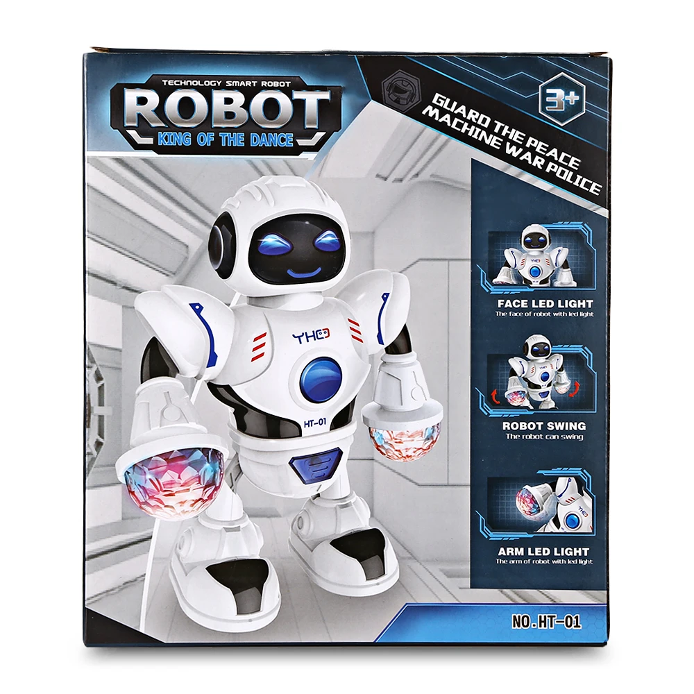 

Hot Sales Kids Electronic Smart Space Dancing Robot With Music LED Light Walk Dance Arm-Swing Remote Control Toys Robots Gifts