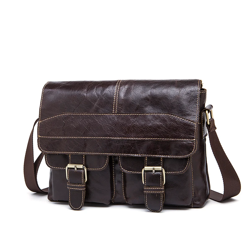 

Vintage Men Flap Bags Cowhide Leather Briefcase Crossbody Bag Trendy Shoulder Messenger Mens Handbag Simple Men Bag
