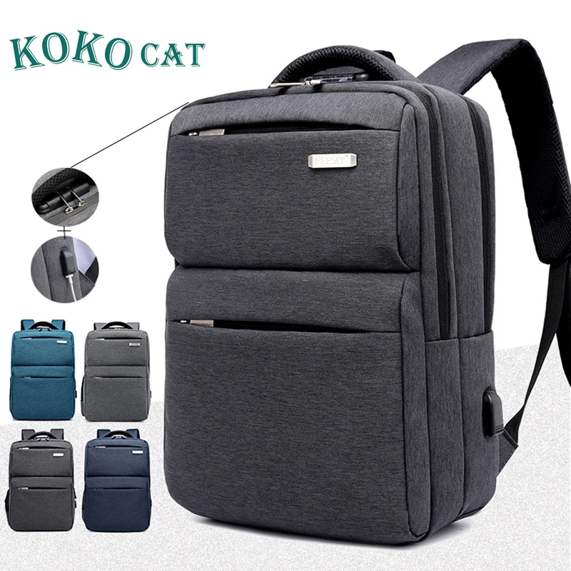  2019 Anti-theft Backpack USB Charging Laptop Backpack 15.6 inch Notebook Women Men School Bag For T