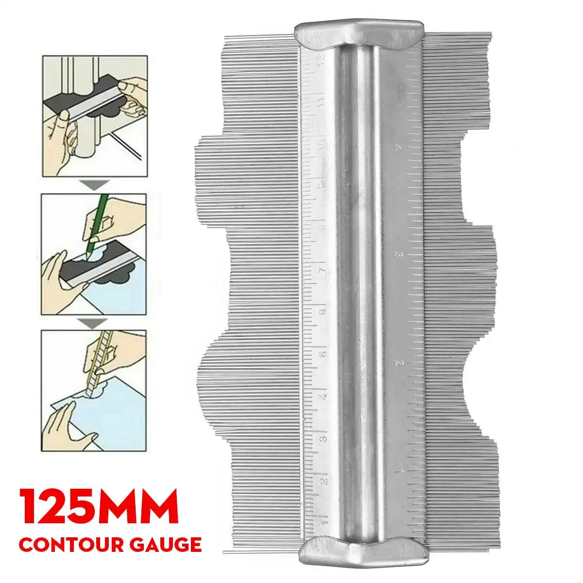 

Professional 5'' 125mm Profile Contours Gauge Irregular Shape Duplicator Precisely Tiling Tool Woodworking Measuring Rule Gauges