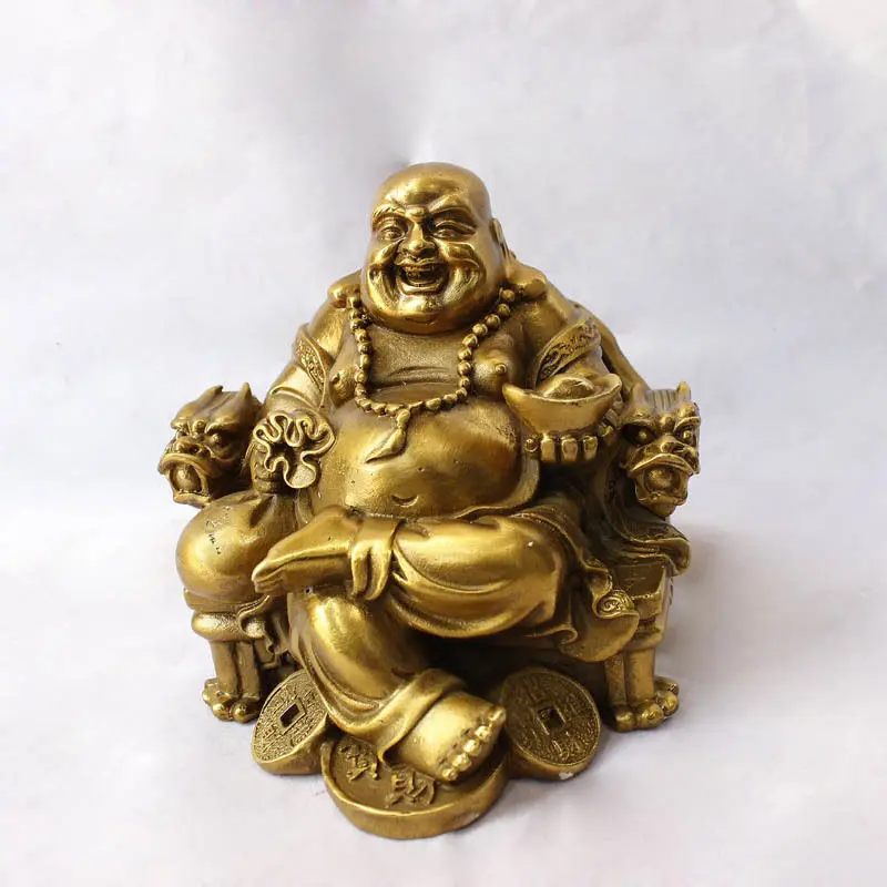 Чистая медь сидячий стул Майтрея предметы мебели Смеющийся статуя Будды