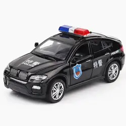 1:32 моделирование сплава литья под давлением X6 полицейский автомобиль звук и свет отступить детского игрушечного автомобиля