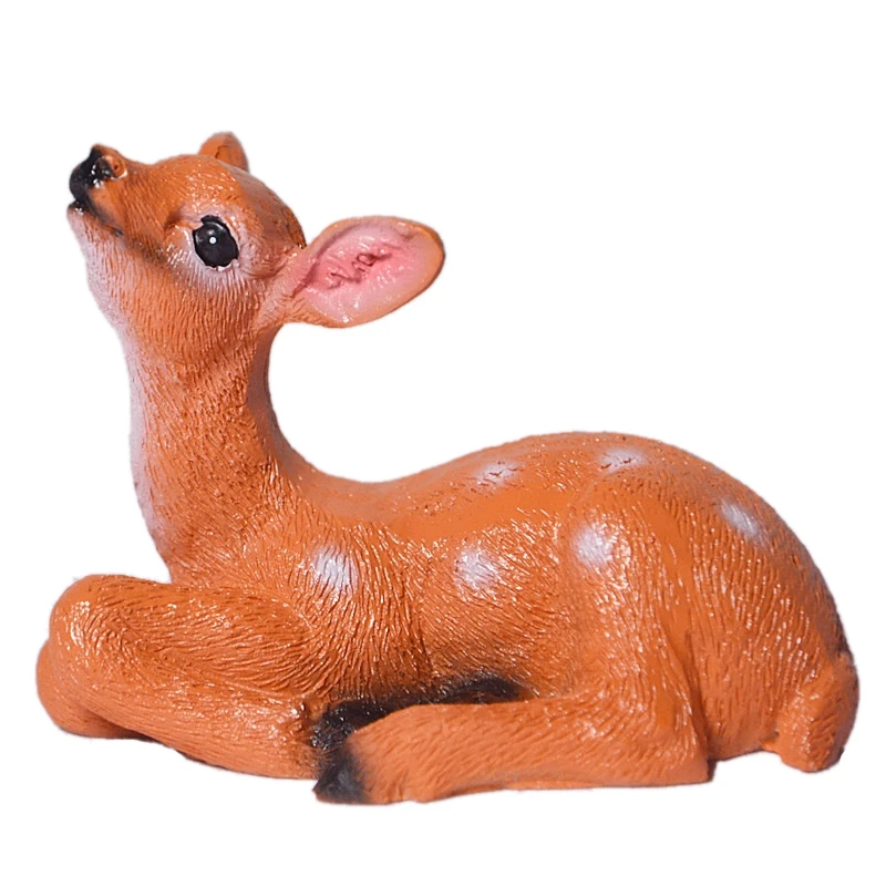 

New-Mini Resin Cute Deer Bonsai Decoration Animal Statue Small Sika Deer Sculpture Home Office Desk Decorative Ornament Toy Gi