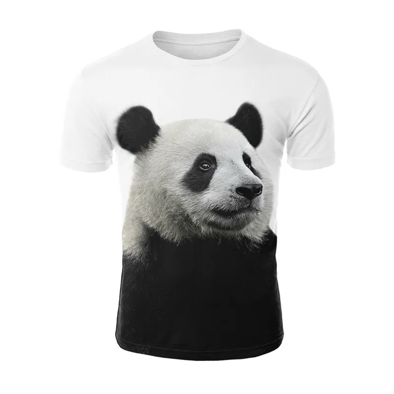 

YELITE 2019 3d New Panda Printed T-shirt Men Summmer Plumage Funny Tops Tees Short Sleeve Slim Fit O-neck White Tshirt Animal