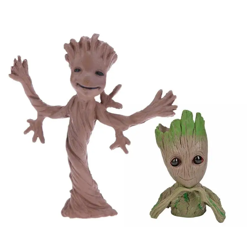 

2Pcs/set PVC Tree Man Model Toy Groot Baby Flowerpot Landscaping Doll for Home Decoration Plants Planter Pen Pot