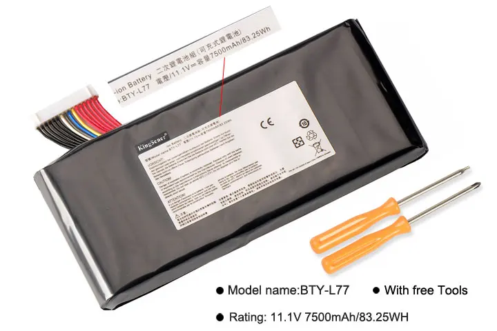 KingSener BTY-L77 batería para portátil MSI GT72 2QD GT72S 6QF GT80 2QE GT80S WT72 MS-1781 MS-1783 2PE-022CN 2QD-1019XCN 2QD-292XCN - 2