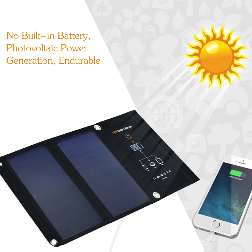 

Foldable Solar Panel Battery Charger Power Bank with Dual USB Charging Port IP65 Waterproof Solar Panel Portable for Outdoor