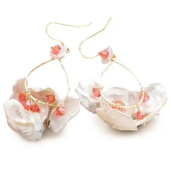 

Fashion One Pair 5.5cm Keshi Pearl Rhinestone Plated Dangle Drop Hook Earring For Women Baroque Boho Style Special Jewelry Gift