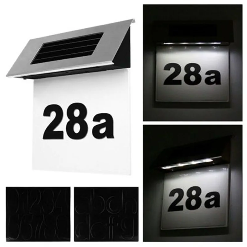 

Stainless Solar Powered House Door Sign Plaque Number LED Wall Light Outdoor