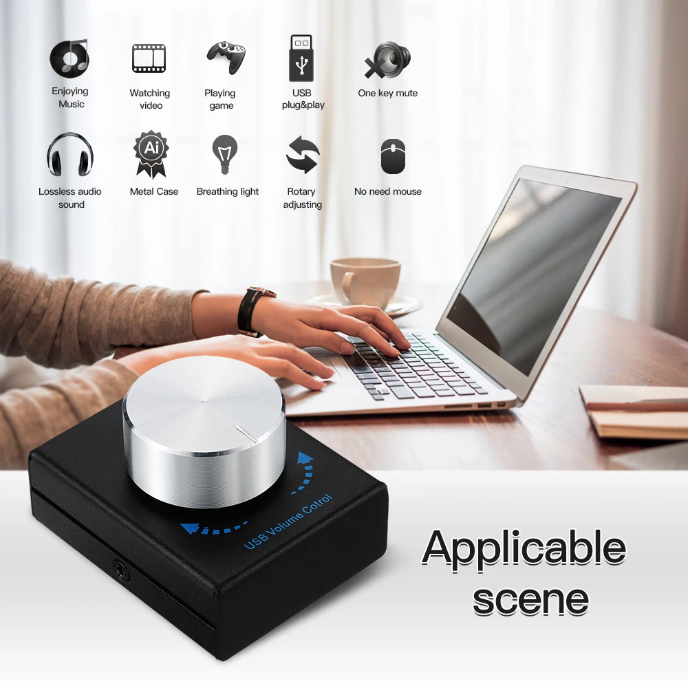 

USB Volume Control Computer Speaker Audio Volume Controller Adjuster with One Key Mute Function