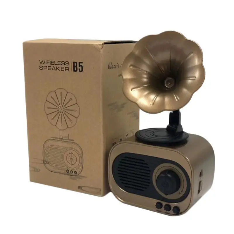 

Retro Phonograph Style Bluetooth Speaker Wireless Stereo Subwoofer Music Box Wooden Speakers with Mic FM radio TF for Phone