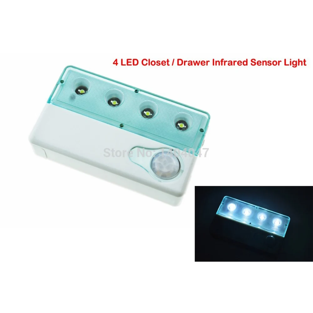 

1pc Mini Drawer Light Automatic PIR Infrared Motion Sensor Night Light 4 LED USB DC Charging Emergency Lamp