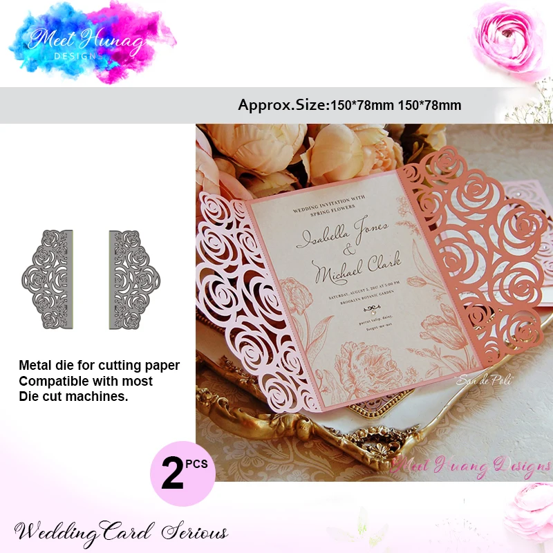 

2 pcs set Flowers Lace Metal Cutting Dies Border Craft Dies Cut Scrapbooking New 2018 For diy Stamp Stencil Paper Card Making