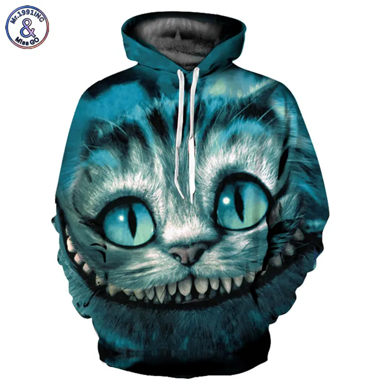 

Mr.1991INC New Arrivals Men/Women 3d Sweatshirts Print Cheshire Cat Thin Hooded Hoodies Casual Hoody Pullovers YXQL083