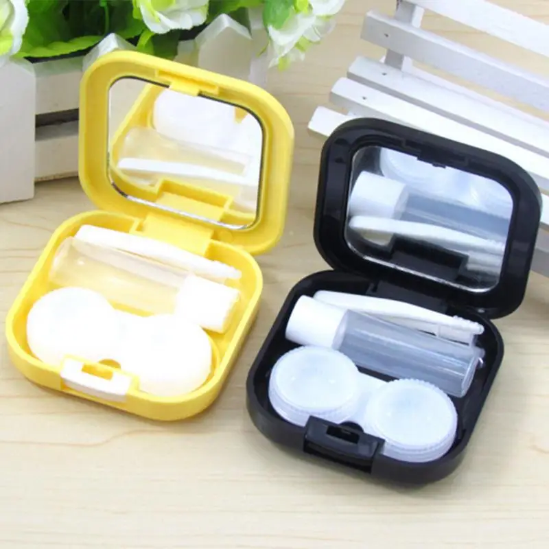 

Contact Lens Case Container Kit Storage Holder Mirror Box Set Glasses Accessories Mirror Case&Solution Bottle&Tweezers