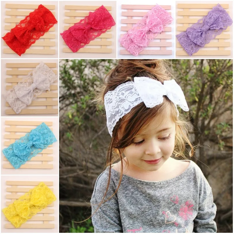 

7 Colors Children Baby Girl Lace Bowknot Flower Hair Headdress Cute Headbands White/Red/Blue/Purple/Yellow/Hot Pink/Blue Photo
