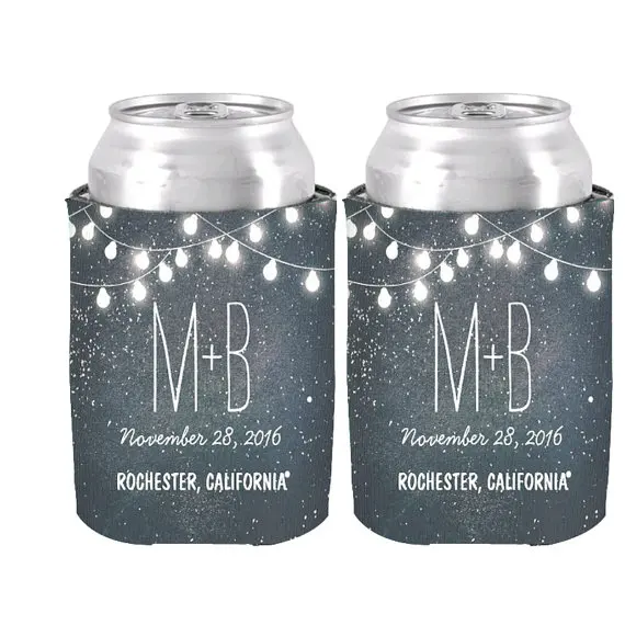 Personalized String Of Lights Night Stars Can Cooler Wedding Decor Personalized String Of Lights Night Stars Can Cooler Wedding Decor Favor Beverage Insulator Neoprne Beer Fashion Dad Gift In Wine Coolers Chillers