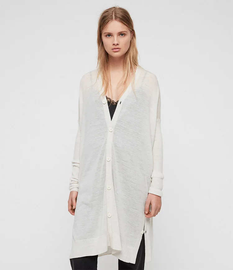 YUNINYOYO a longline silhouette with button up side splits women Cardigan with pure merino wool Single breasted spring autumn YUNINYOYO a longline silhouette with button up side splits women Cardigan with pure merino wool Single breasted spring autumn