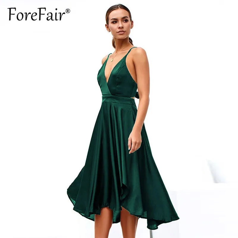 Forefair плюс размер платье Лето 2019 женские элегантные миди пляжные платья Глубокий v