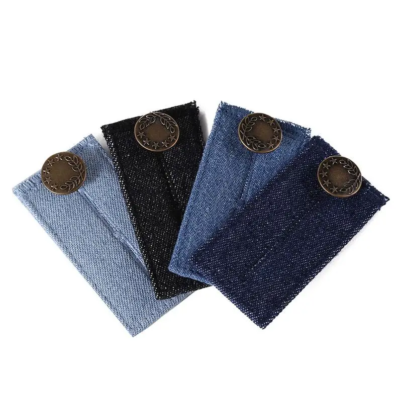 

Jeans Belt Buckle Extender Comfortable Smooth Durable Denim with Metal Buttons for Men Women