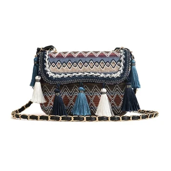 

TFTP-Women Tassel Weave Shoulder Messenger Crossbody Chain Bags Satchel Bag