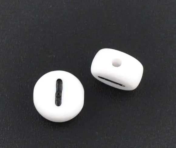 

500Pcs White Acrylic Number "1" Flat Round Spacer Beads 7mm(B08317) yiwu