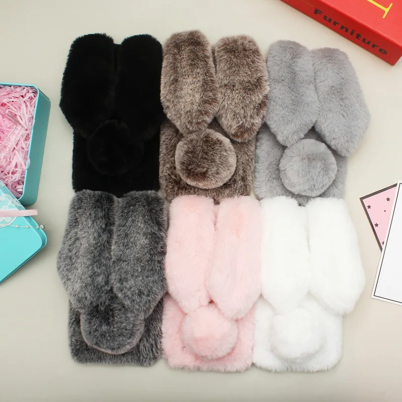 

Cute Rabbit Case For Samsung Galaxy A10 Case 3D Rabbit Ears Fluffy Plush Fur Soft TPU Back Cover For Samsung A10 Case A105 Funda