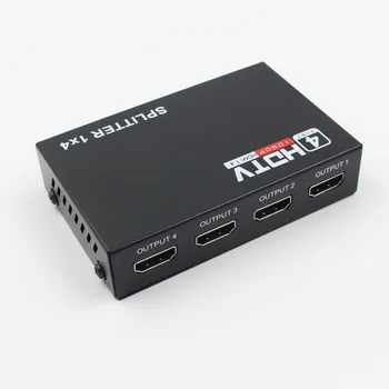 

50pcs 1 in 4 out 4 Port HDMI Splitter 1X4 Hub Repeater Amplifier V1.4 3D 1080P HDMI Audio Cable Adapter Converter