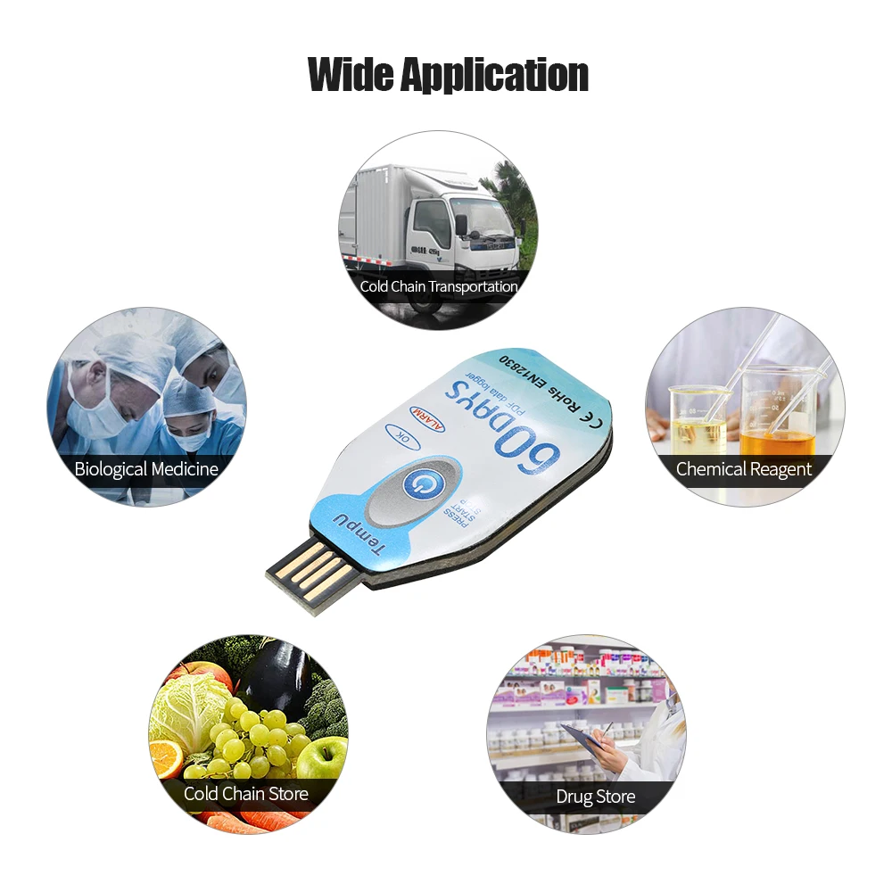 

Waterproof USB Disposable Temperature Data Logger Cold Chain Thermometer Recorder for Biological/Medicine Chemical Industry