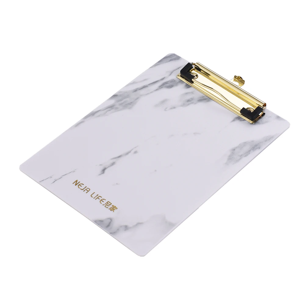 Plastic Clipboard Marble Pattern File Folder with Metal Clips Vertical Clip Boards Paper Writing Pad for Nurses Kids A4 Size