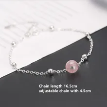 Real. 925 Sterling Silver Jewelry Pink Crystal Chain Bracelet Adjustable Charm Sterling-silver For Girls Woman eleshe 925 sterling silver infinity bracelet pulseras jewelry with austrian crystal adjustable chain charm bracelet wedding gift