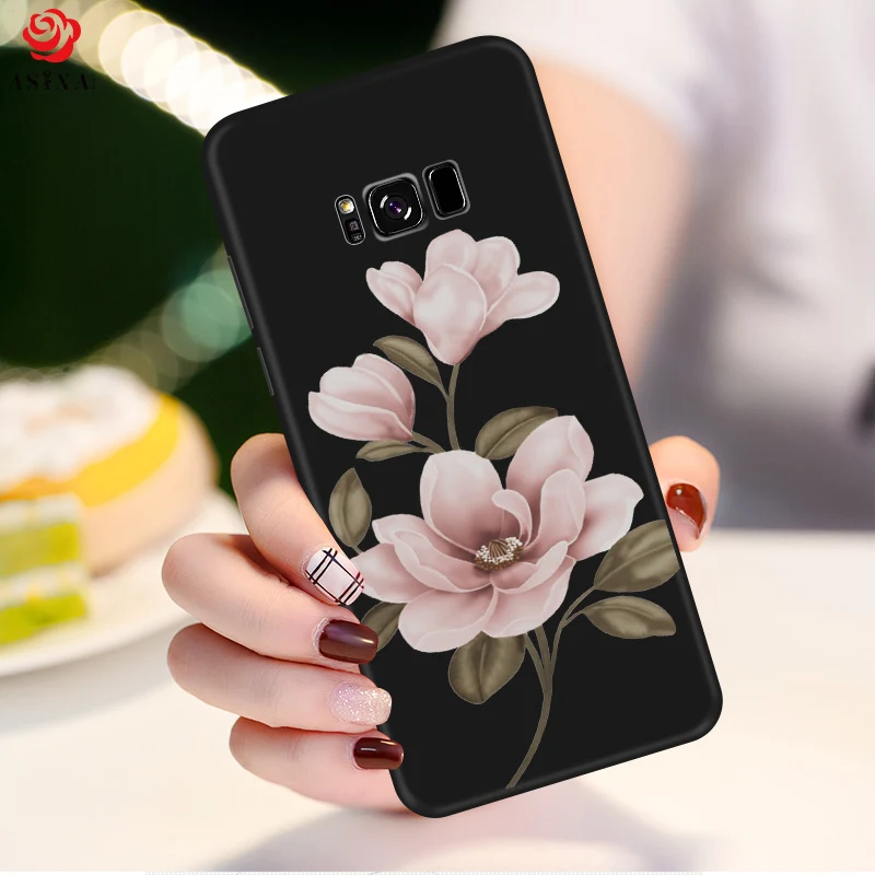 

ASINA Flower Case For Samsung Galaxy S8 Case Cover Silicone Original 3D Relief Bumper For Galaxy A5 2017 S9 Plus Note 9 Fundas