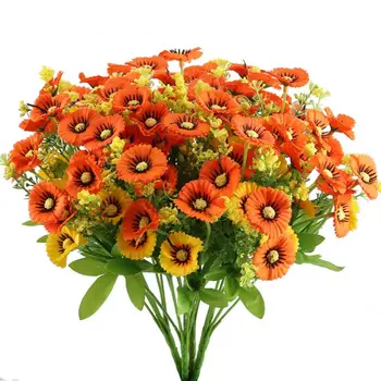 

Artificial Daisy Flowers Bushes 4pcs Floral Bundles Faux Plants Arrangement Fake Shrub Indoor Outside House Kitchen Office Gar